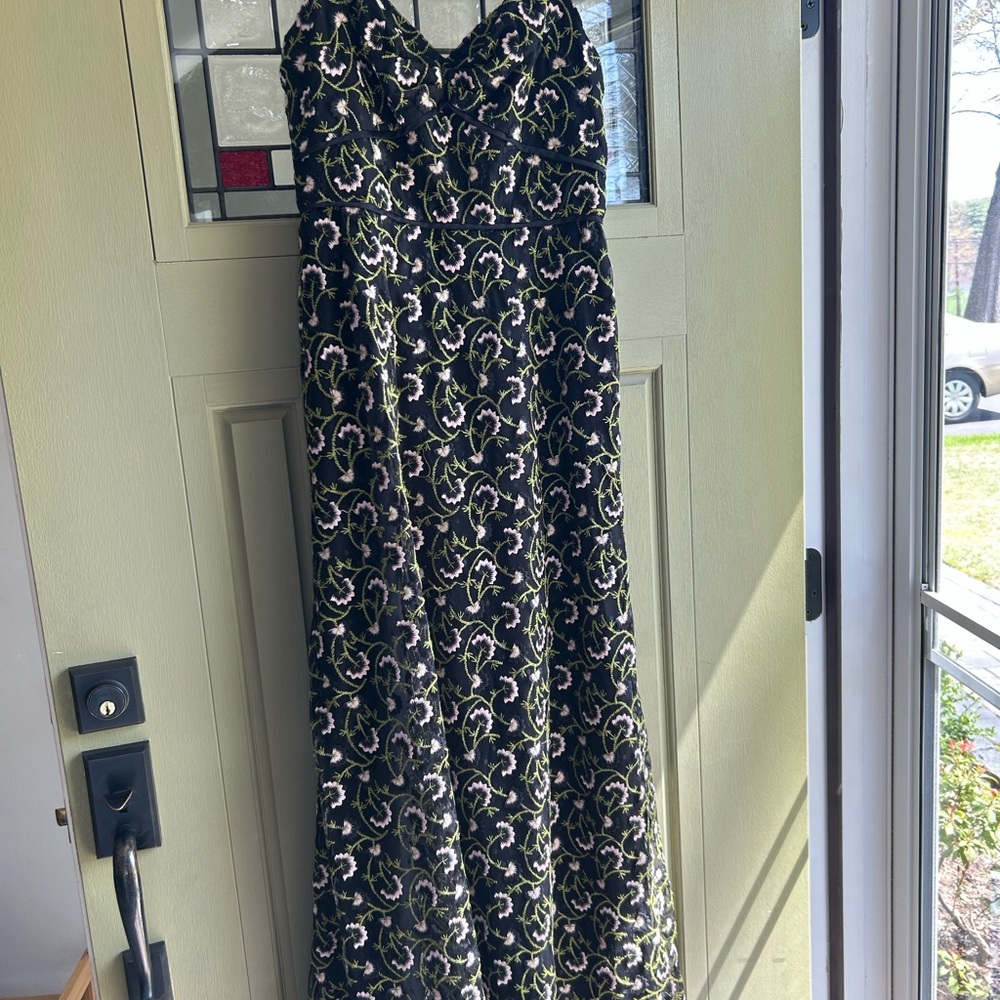 Jill Stuart Black and Pink embroidered maxi dress
